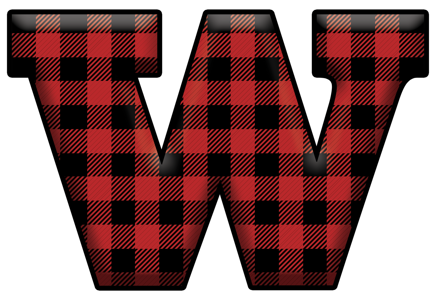 Red Plaid Initials- Full Color Transfer