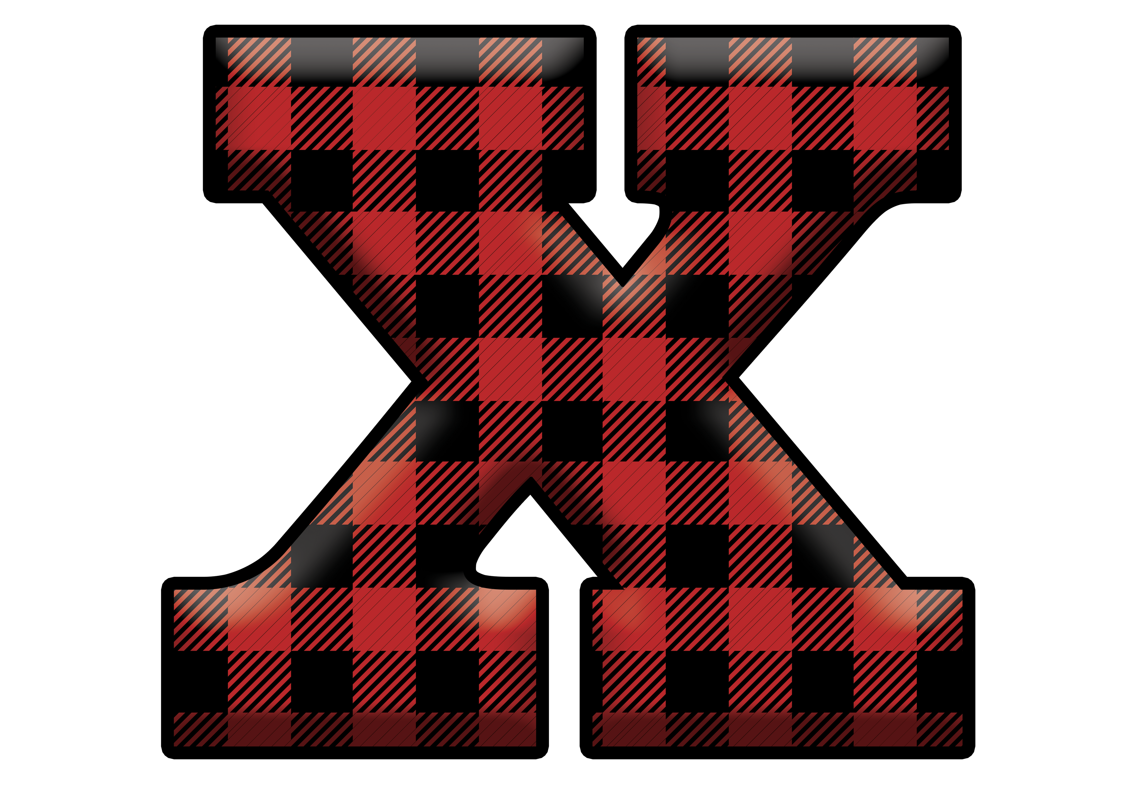 Red Plaid Initials- Full Color Transfer