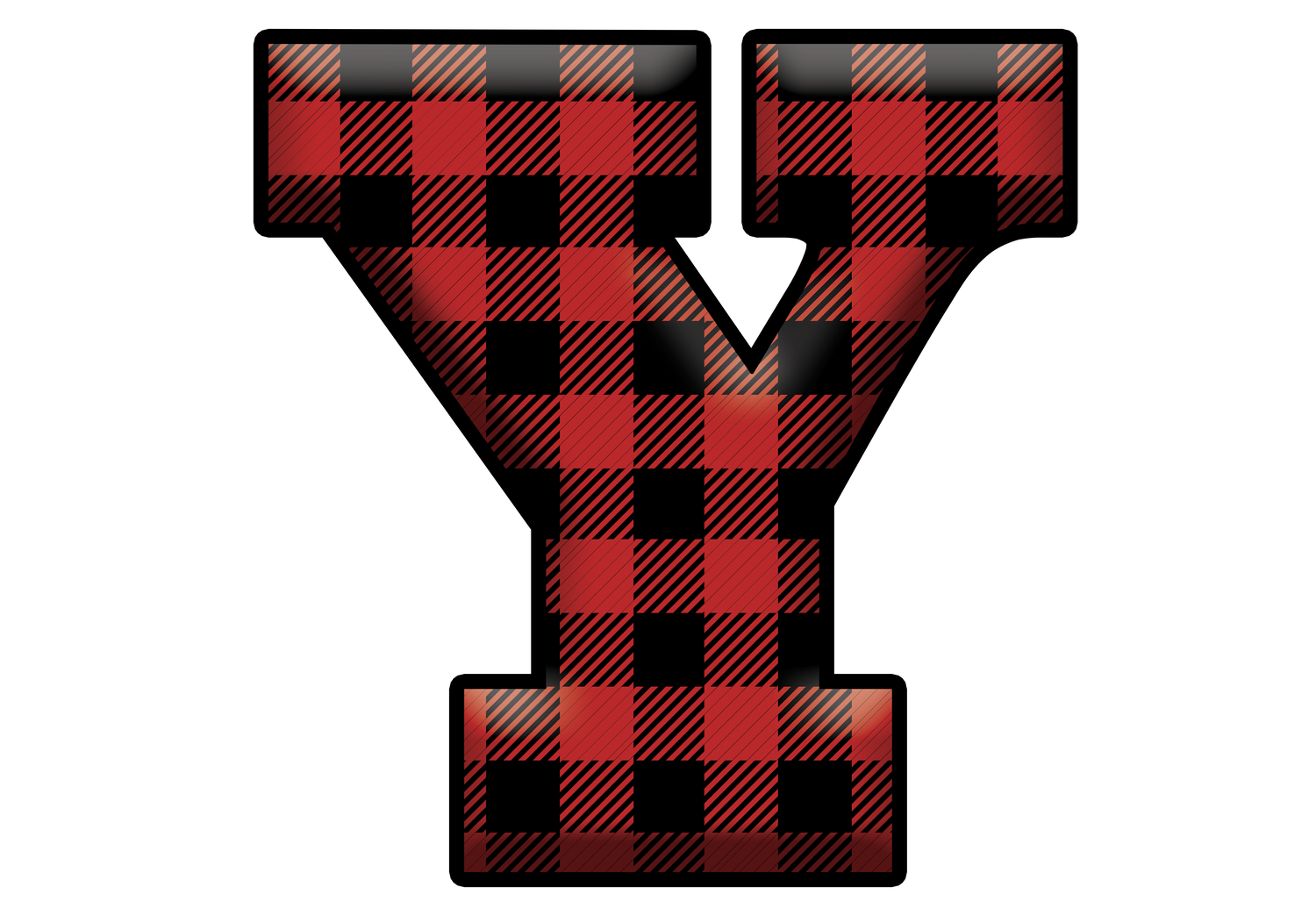 Red Plaid Initials- Full Color Transfer