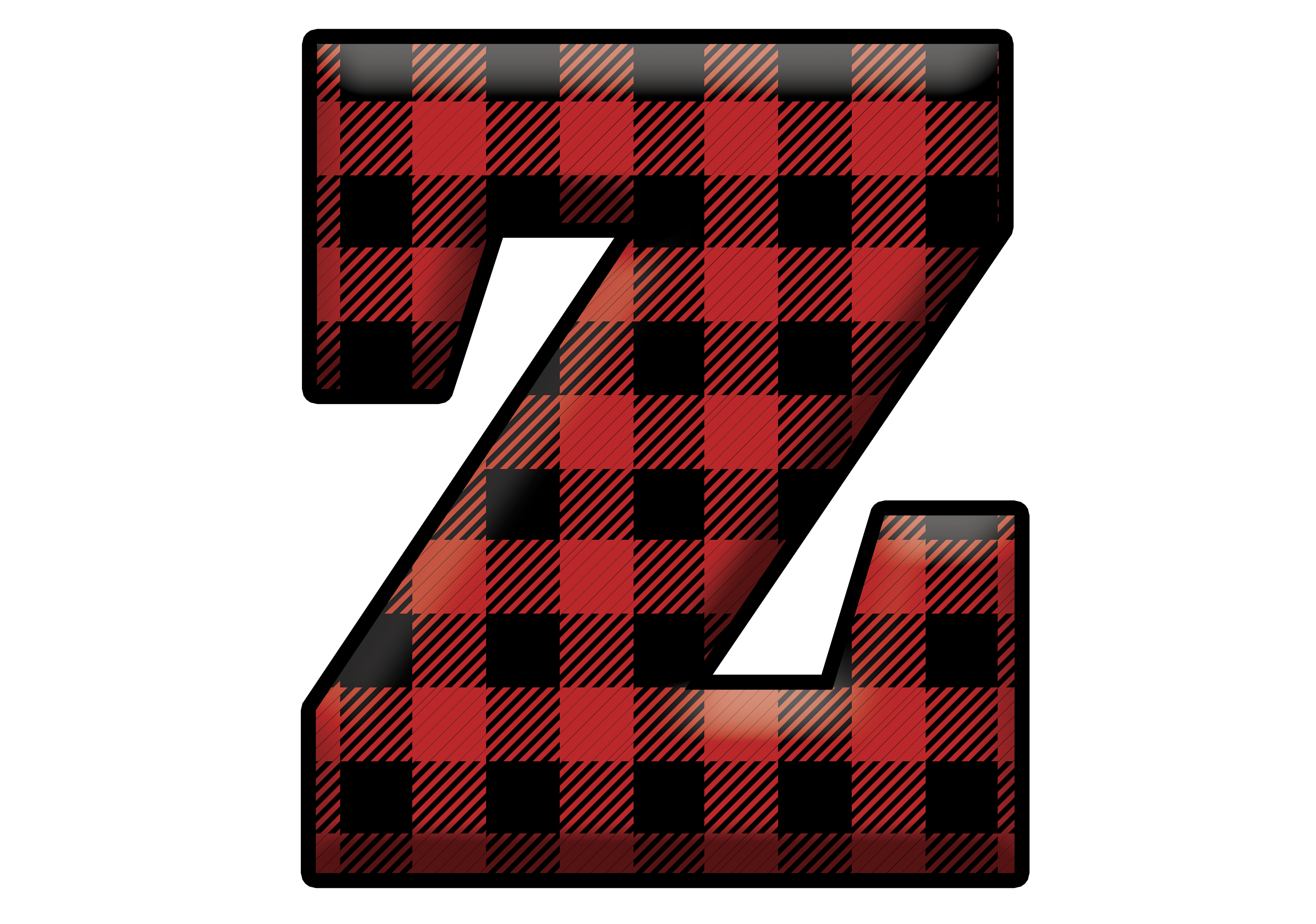 Red Plaid Initials- Full Color Transfer