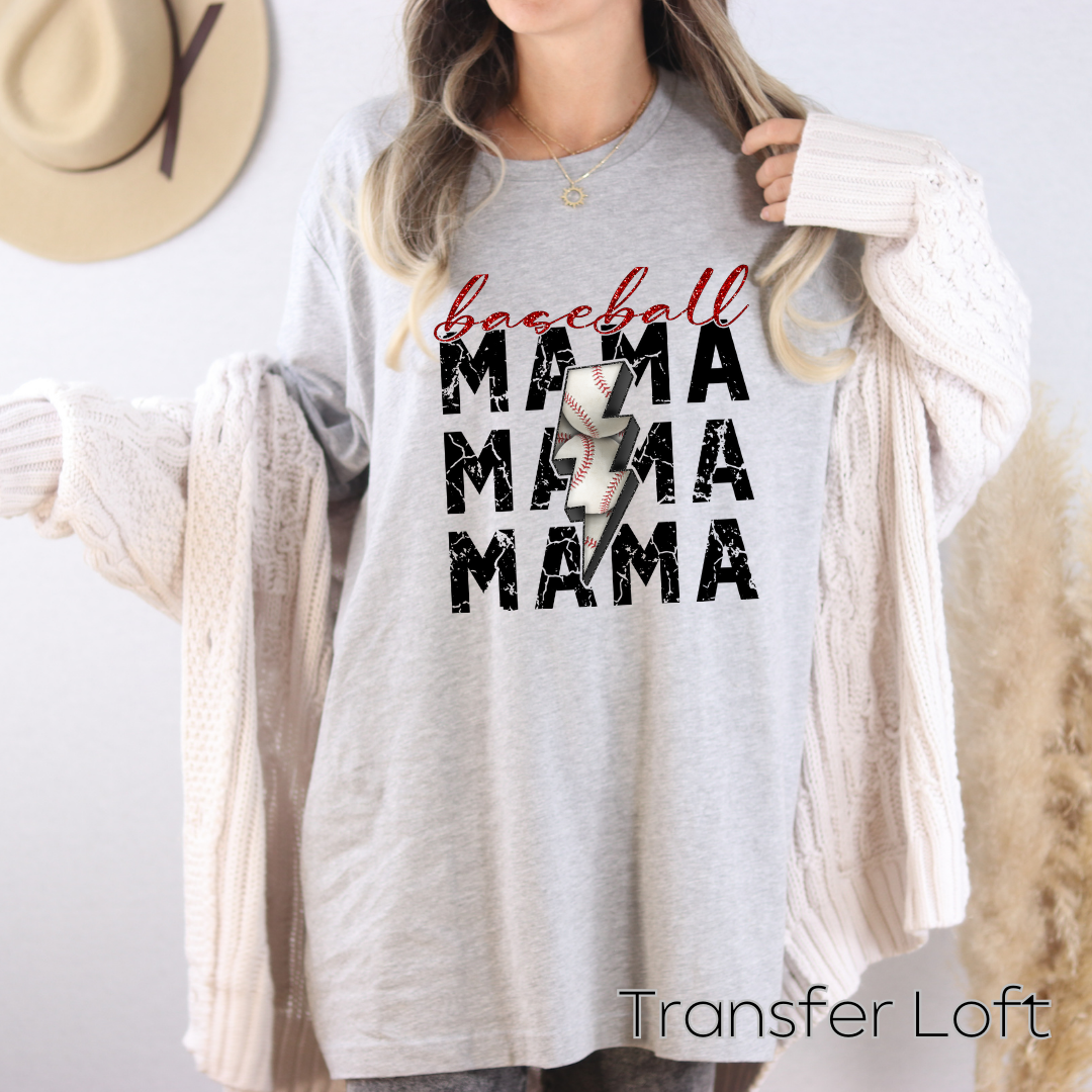 BASEBALL LIGHTNING MAMA FULL COLOR TRANSFER